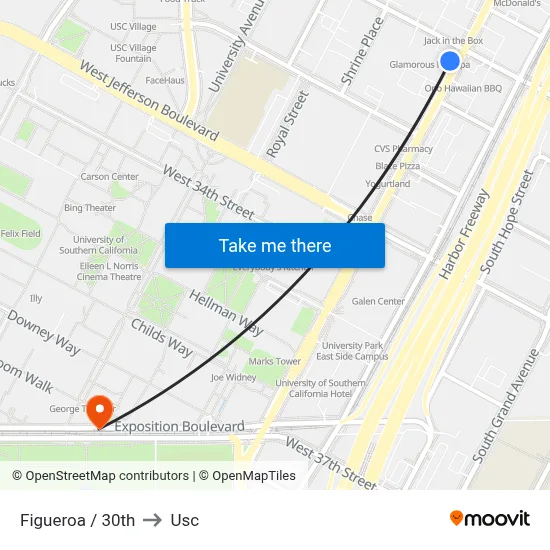 Figueroa / 30th to Usc map