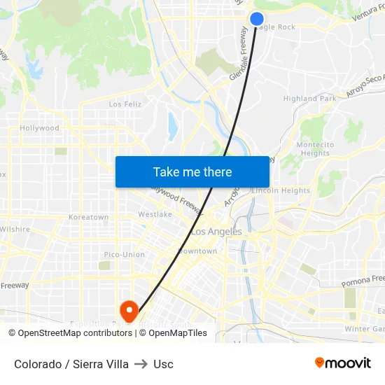 Colorado / Sierra Villa to Usc map