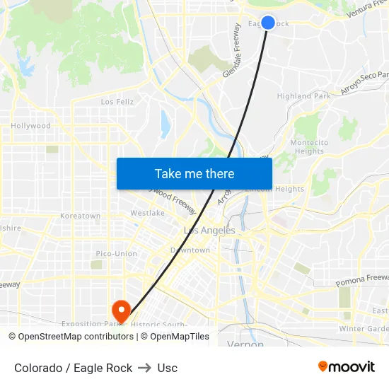 Colorado / Eagle Rock to Usc map