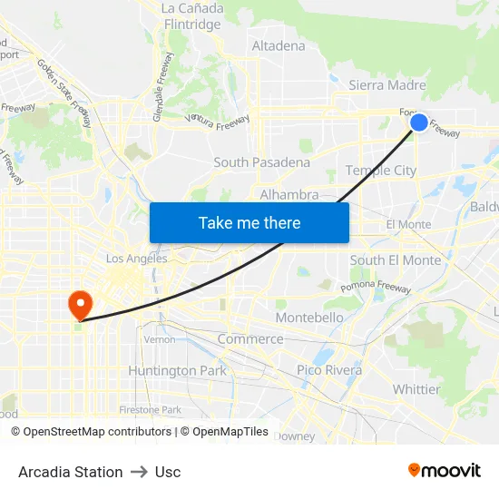 Arcadia Station to Usc map