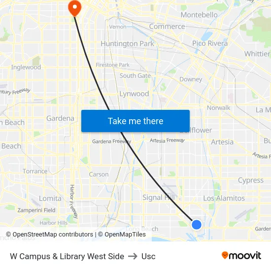 W Campus & Library West Side to Usc map