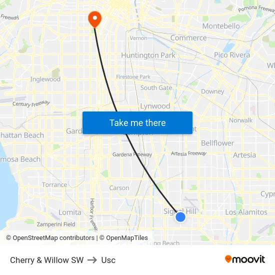 Cherry & Willow SW to Usc map