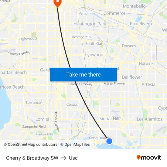 Cherry & Broadway SW to Usc map