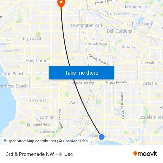 3rd & Promenade NW to Usc map