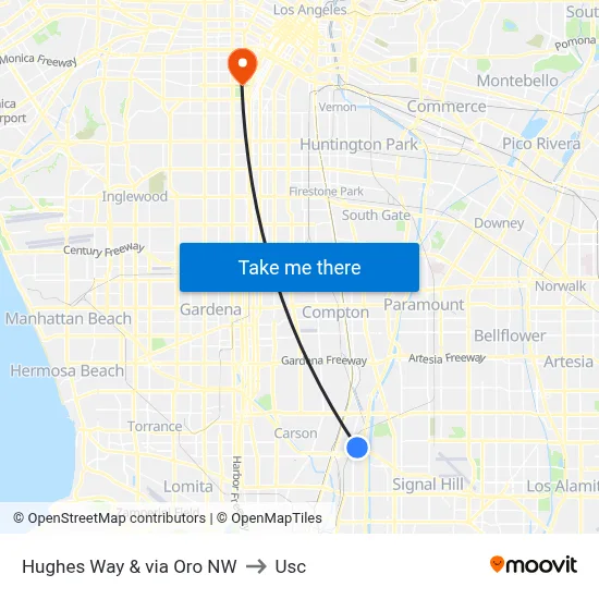Hughes Way & via Oro NW to Usc map