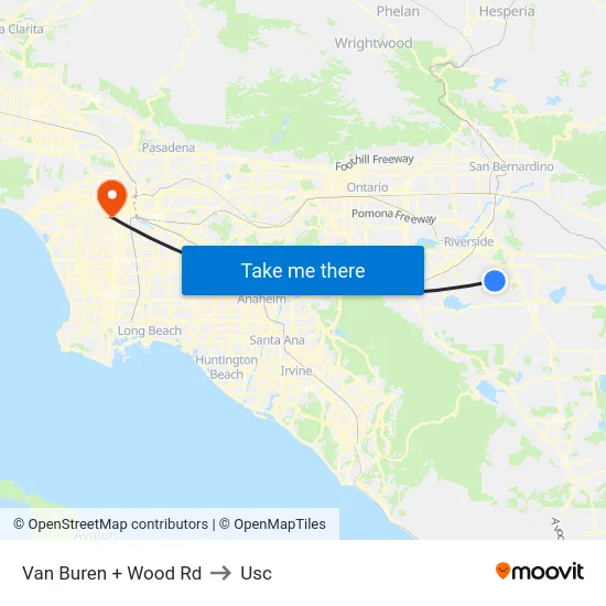 Van Buren + Wood Rd to Usc map