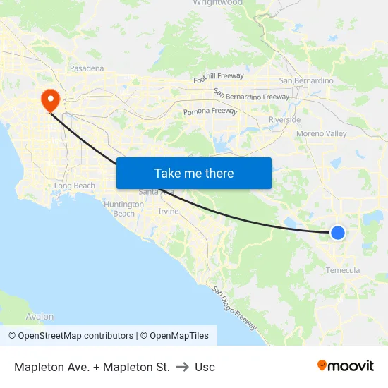 Mapleton Ave. + Mapleton St. to Usc map