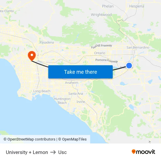 University + Lemon to Usc map