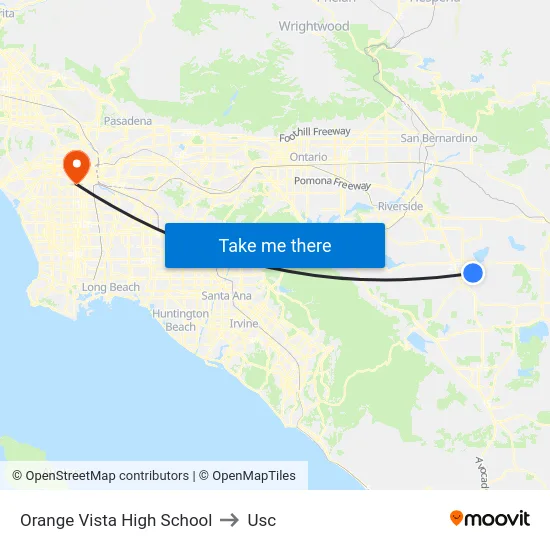 Orange Vista High School to Usc map