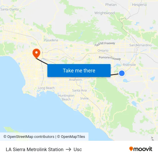LA Sierra Metrolink Station to Usc map