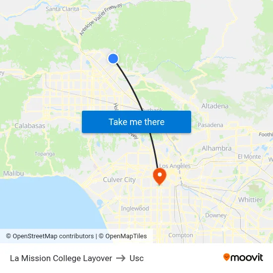 La Mission College Layover to Usc map