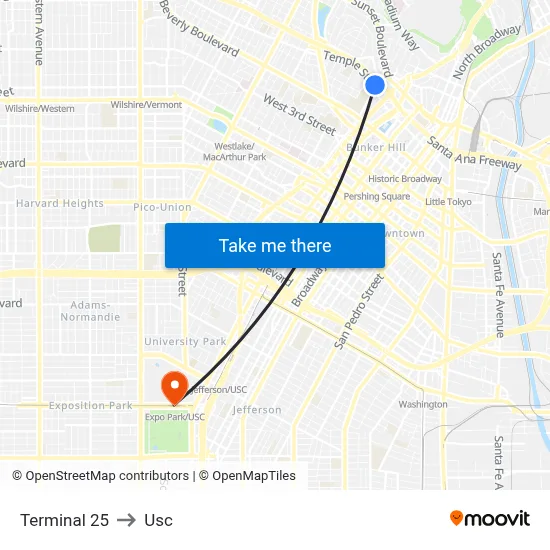 Terminal 25 to Usc map