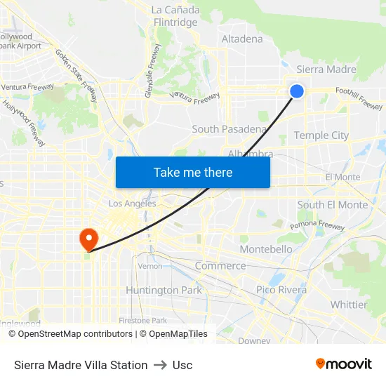 Sierra Madre Villa Station to Usc map