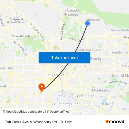 Fair Oaks Ave & Woodbury Rd to Usc map