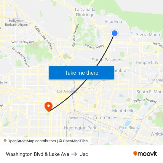 Washington Blvd & Lake Ave to Usc map