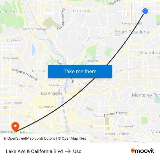 Lake Ave & California Blvd to Usc map