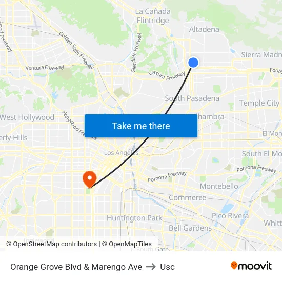 Orange Grove Blvd & Marengo Ave to Usc map