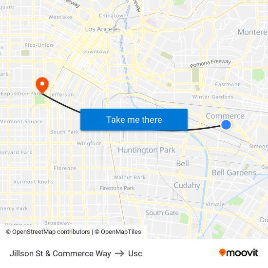 Jillson St & Commerce Way to Usc map