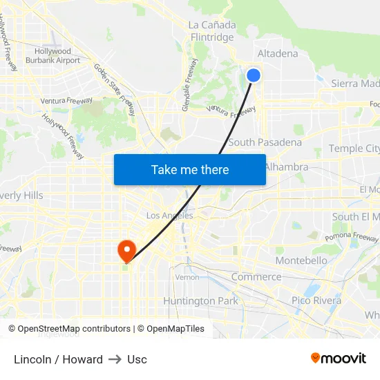 Lincoln / Howard to Usc map