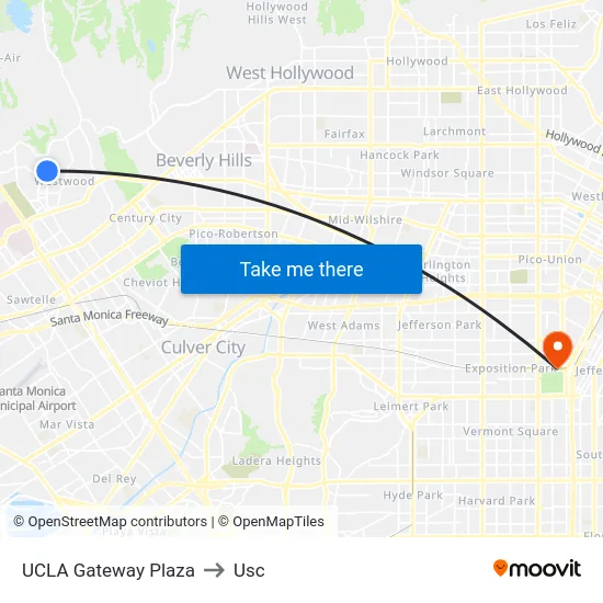 UCLA Gateway Plaza to Usc map