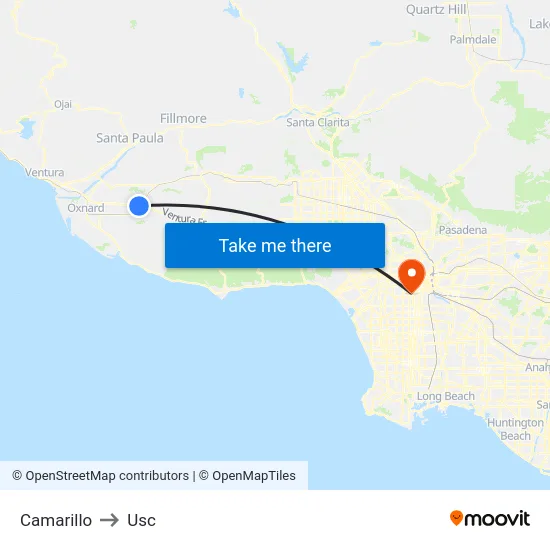 Camarillo to Usc map