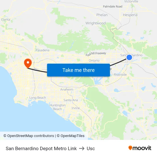 San Bernardino Depot Metro Link to Usc map