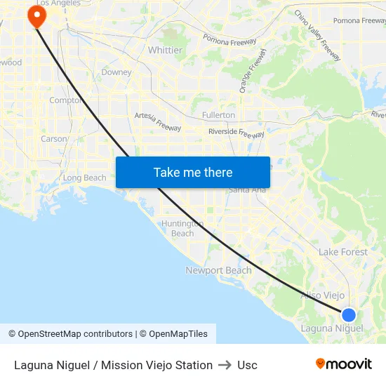 Laguna Niguel / Mission Viejo Station to Usc map