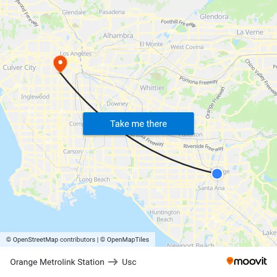 Orange Metrolink Station to Usc map