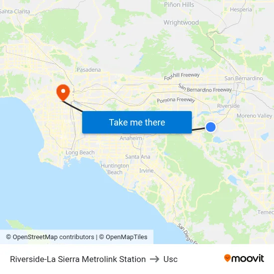 Riverside-La Sierra Metrolink Station to Usc map