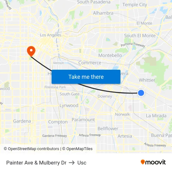 Painter Ave & Mulberry Dr to Usc map