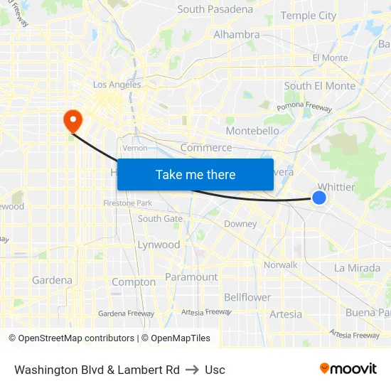 Washington Blvd & Lambert Rd to Usc map