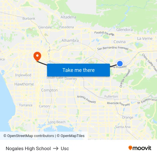 Nogales High School to Usc map
