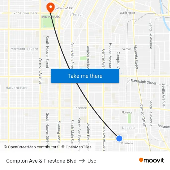 Compton Ave & Firestone Blvd to Usc map