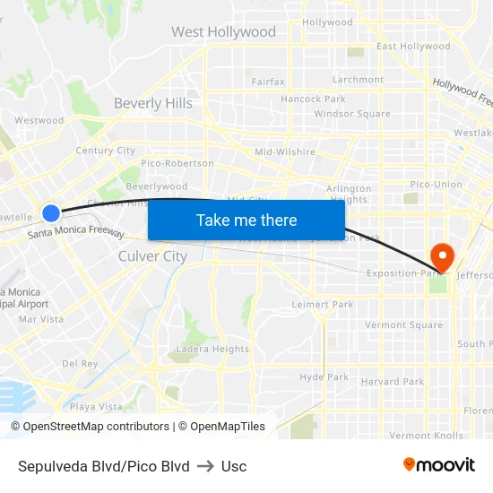 Sepulveda Blvd/Pico Blvd to Usc map