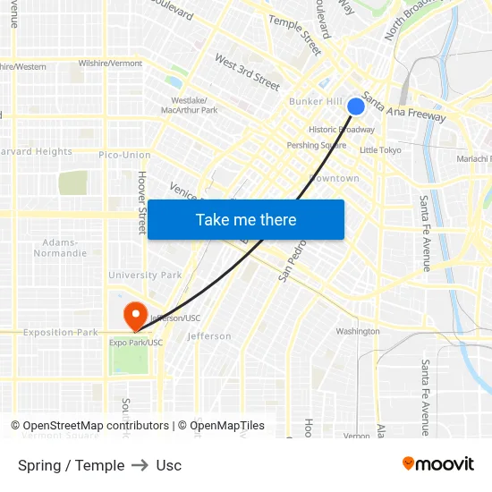 Spring / Temple to Usc map