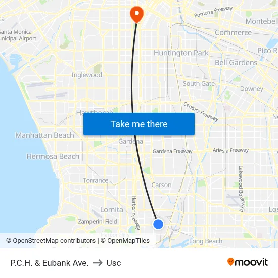 P.C.H. & Eubank Ave. to Usc map