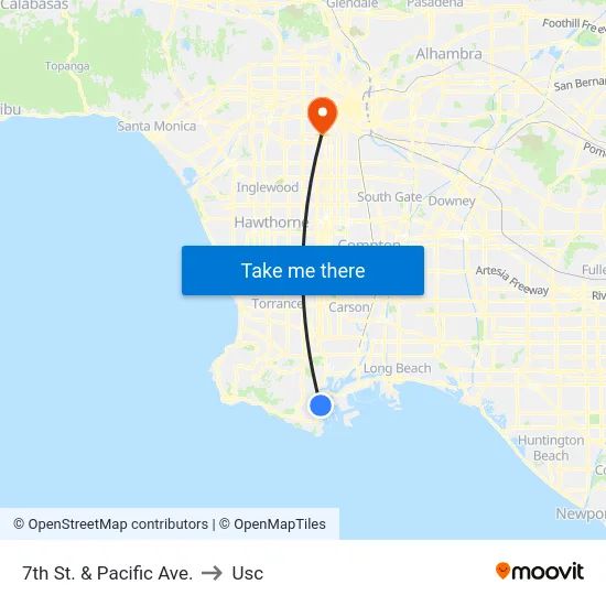 7th St. & Pacific Ave. to Usc map