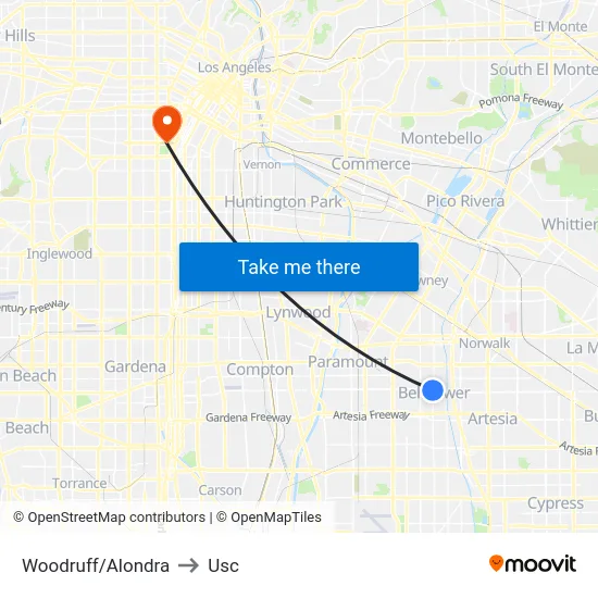 Woodruff/Alondra to Usc map