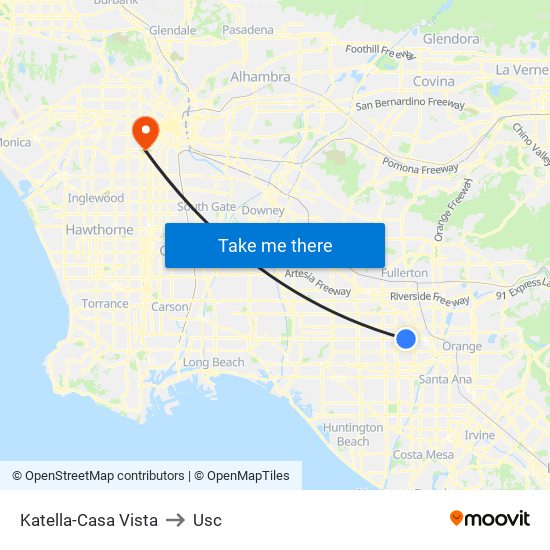 Katella-Casa Vista to Usc map