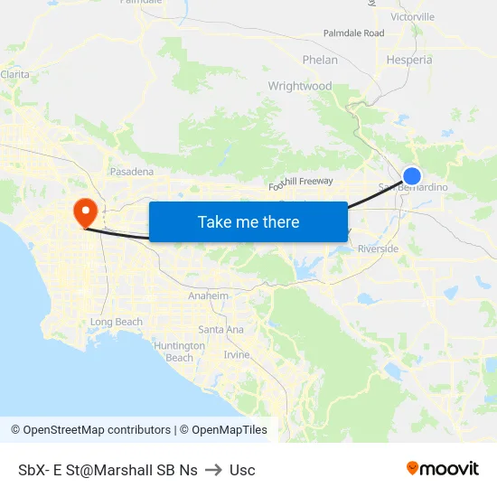 SbX- E St@Marshall SB Ns to Usc map