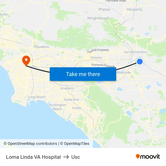 Loma Linda VA Hospital to Usc map