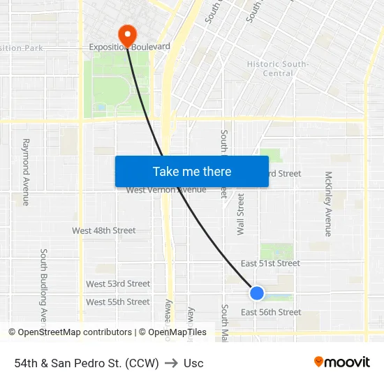 54th & San Pedro St. (CCW) to Usc map
