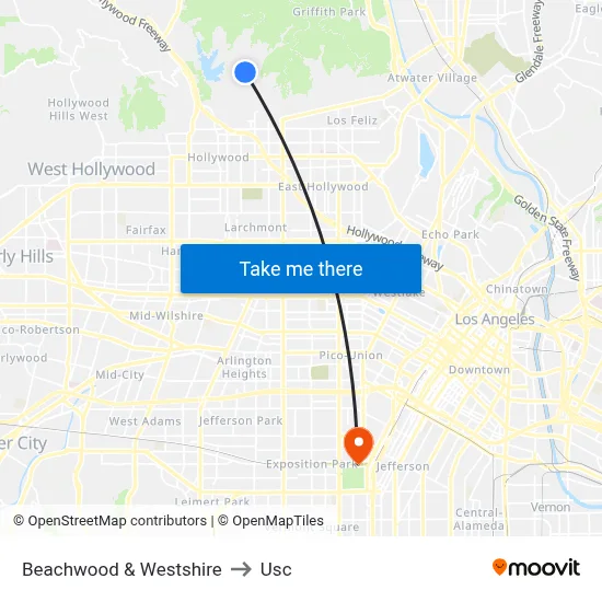 Beachwood & Westshire to Usc map