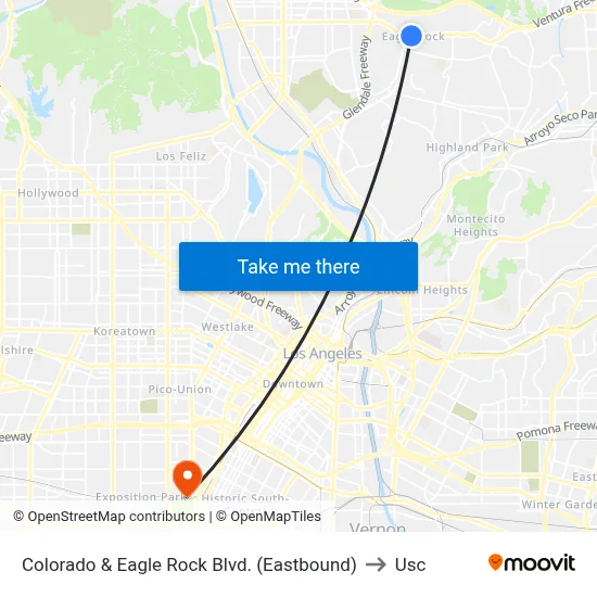 Colorado & Eagle Rock Blvd. (Eastbound) to Usc map