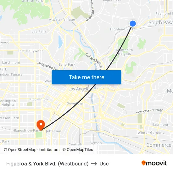 Figueroa & York Blvd. (Westbound) to Usc map
