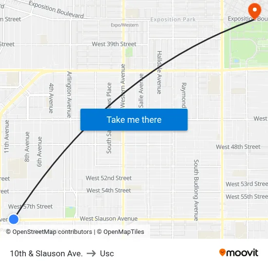 10th & Slauson Ave. to Usc map