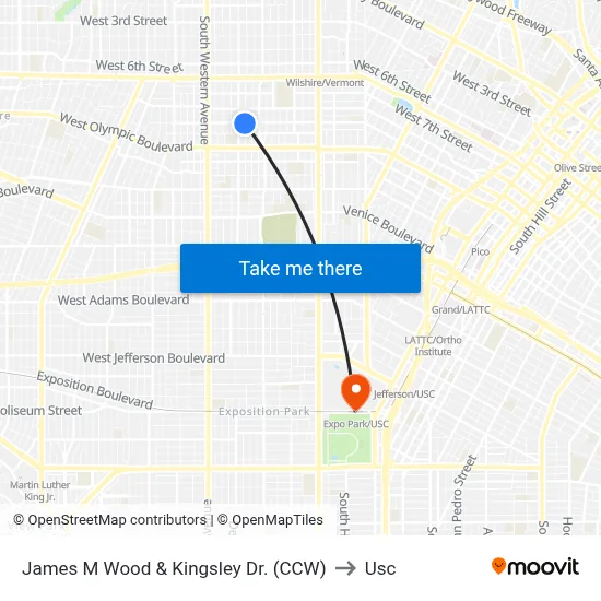 James M Wood & Kingsley Dr. (CCW) to Usc map