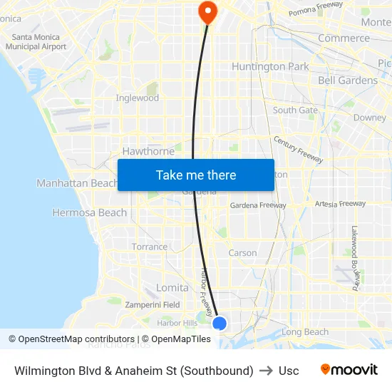 Wilmington Blvd & Anaheim St (Southbound) to Usc map
