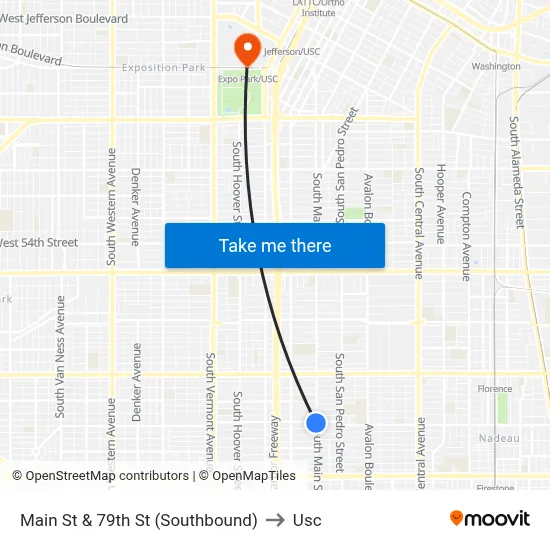Main St & 79th St (Southbound) to Usc map
