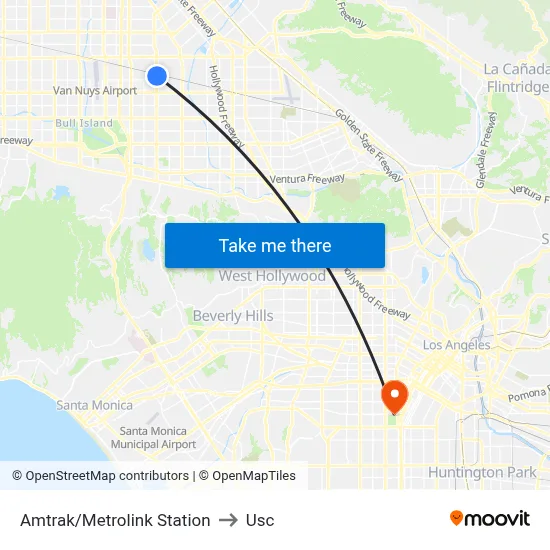 Amtrak/Metrolink Station to Usc map